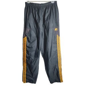 Vintage Starter Track Pants Mens M Dark Charcoal Nylon Athletic Warm‎ Up